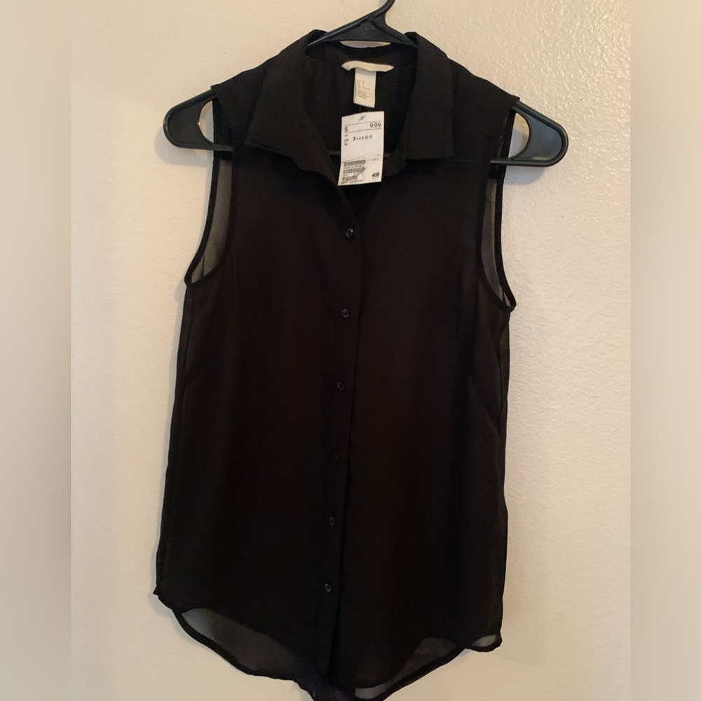 H-+M  Teens black see thru top